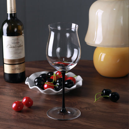 Black tulip red wine glass artificially blown crystal glass goblet gift box premium Bordeaux cup