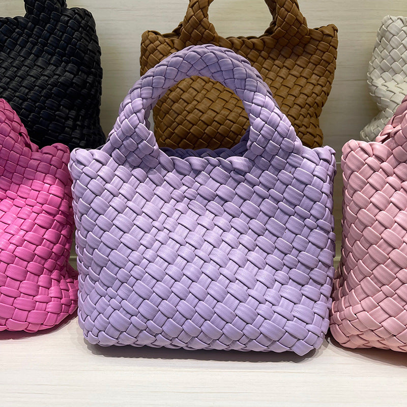 SEALBEER Vegetable basket bag, woven bag, small mini bucket, one shoulder oblique span bag, exquisite and cute, high-end hand bag.