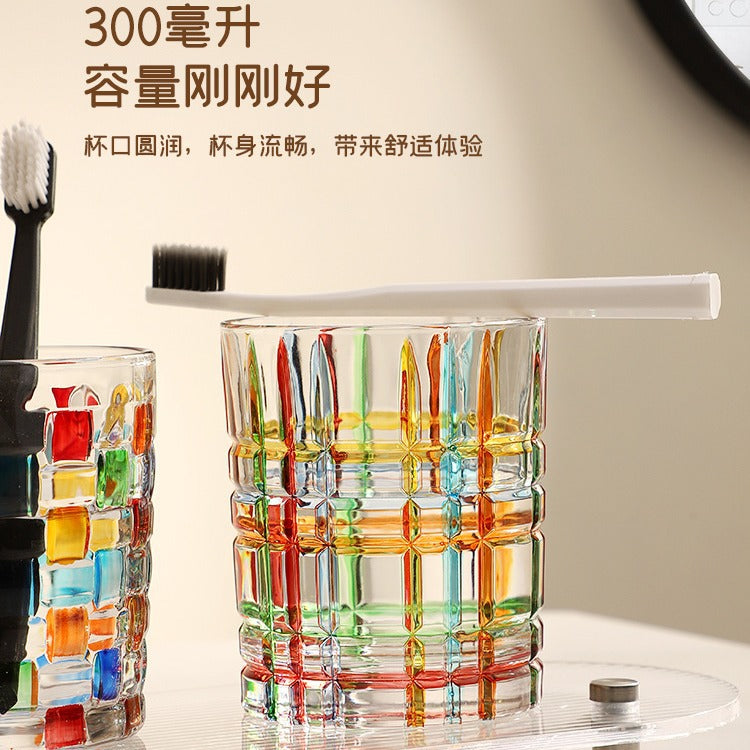 Creative colored glass mouthwash cup wholesale light luxury household brushing cup wedding gift Italian crystal wine glass