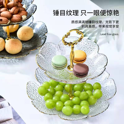 Nordic light luxury glass fruit plate placed in the front desk snack inventory heart candy plate multi-layer living room coffee table fruit plate