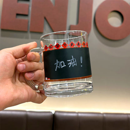 Creative Erasable Blackboard Cup Crystal Handle Coffee Cup Household Glass Cup Gift Box Souvenir Student Glass