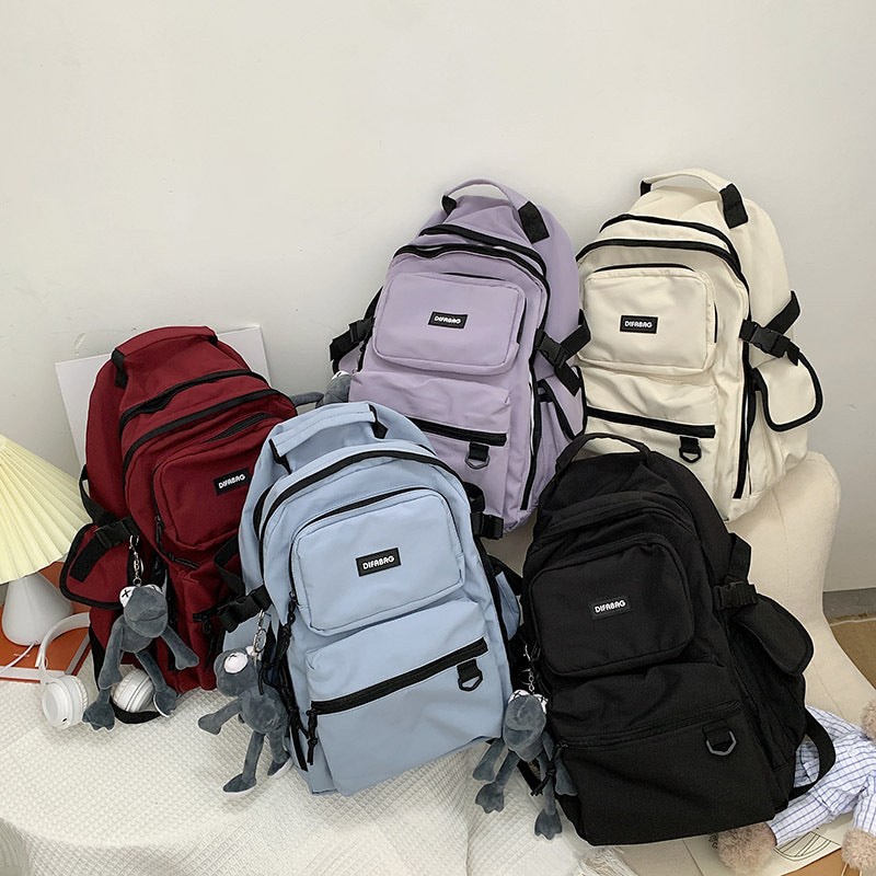 Dark Schoolbag Female Korean Style High School Student Backpack Fashion Brand Campus Ins Tooling Style Large Capacity Backpack Male