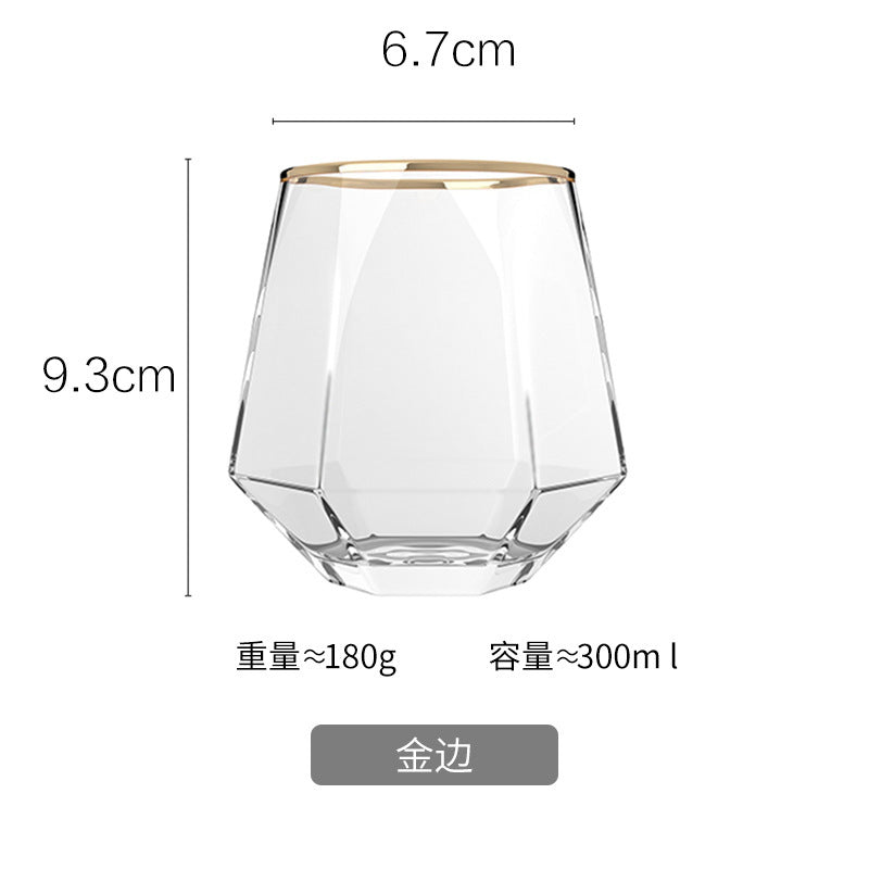 Hexagonal edge glass thickened household juice whiskey wine glass colorful bar high value drinking cup wholesale