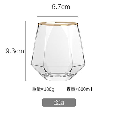 Hexagonal edge glass thickened household juice whiskey wine glass colorful bar high value drinking cup wholesale