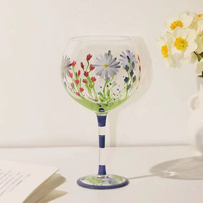 Medieval glass crystal glass red wine glass goblet hand painted tulip wine glass girl ins birthday gift