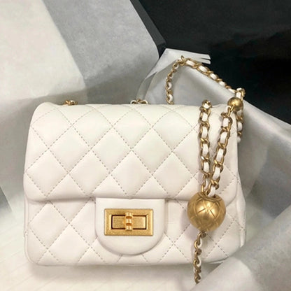 SEALBEER 2025 New Fatty Golden Ball Bag Fashion Trend One Shoulder Oblique Cross Portable Rhombus Chain Small Fragrant Wind Small Square Bag