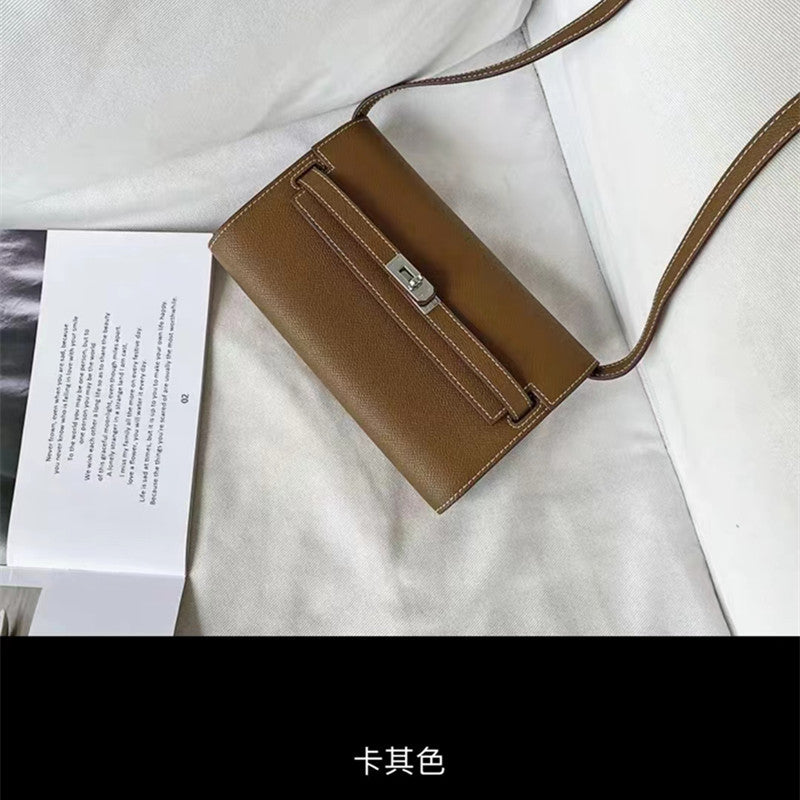 SEALBEER 2025 new palm pattern cowhide Kelly wallet fashionable single shoulder oblique span portable mini square bag genuine leather women's bag