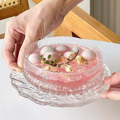 High-value dessert bowl glass bowl fruit yogurt crystal bird's nest dish set exquisite breakfast dish salad bowl