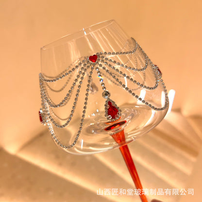 Diamond-encrusted light luxury red wine glass gift box, high-end artificial crystal glass, wine cup, women's high-value gift