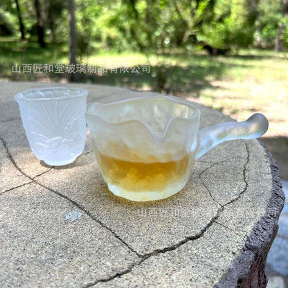 Frozen roasted fair cup glazed kung fu tea set glass teacup handle male cup master cup single cup tea cup wholesale