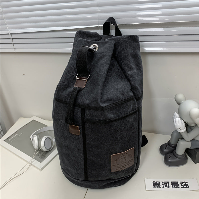 Fashion Men's Bag Large Capacity Travel Backpack Men's and Women's Outdoor Travel Sports Water Bucket Backpack Trend Canvas Schoolbag