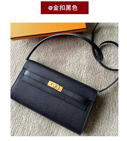 SEALBEER 2025 New Kelly Wallet Summer Fashion One Shoulder Oblique Span Hand Palm Pattern Cowhide Mini Lock Small Square Bag