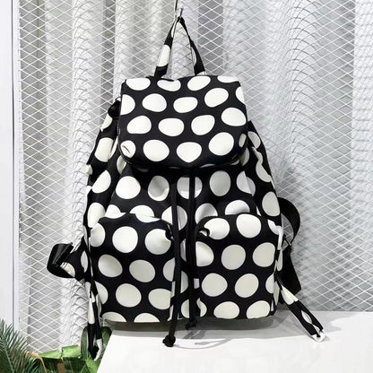 New Foreign Trade Flip Drawstring Large Capacity Travel Bag Korean Style Nylon Cloth Lightweight Casual Backpack for Women