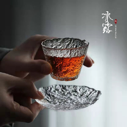 Spot Creative Japanese Glass Cup Holder Ice Dew Coaster Tea Ceremony Insulation Kung Fu Teacup Mat Melted Ice Cup Holder Wholesale