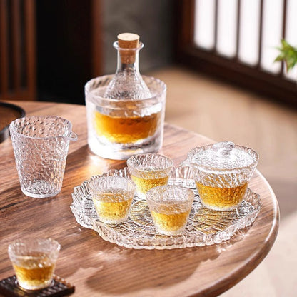 Annual ring glass plate fruit plate handmade household transparent snack fruit plate high value kung fu tea set tea tray