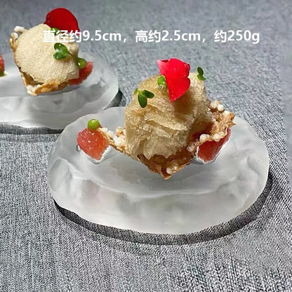 Japanese dessert appetizer glass ice plate cold dish serving plate premium western food plate dim sum plate high value sushi plate