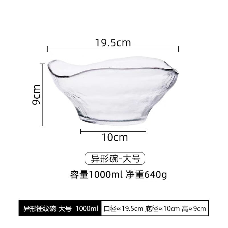 Japanese crystal glass salad bowl transparent high-value fruit bowl high-grade irregular fruit bowl household cooking bowl