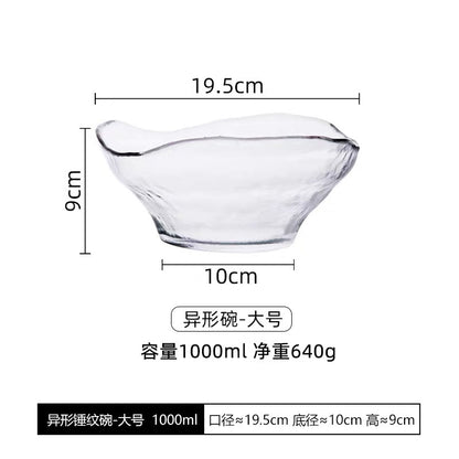 Japanese crystal glass salad bowl transparent high-value fruit bowl high-grade irregular fruit bowl household cooking bowl