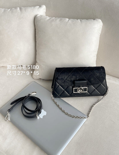 SEALBEER Niche leather horse hair small square bag chain underarm bag women's popular autumn and winter new diamond one shoulder messenger bag women