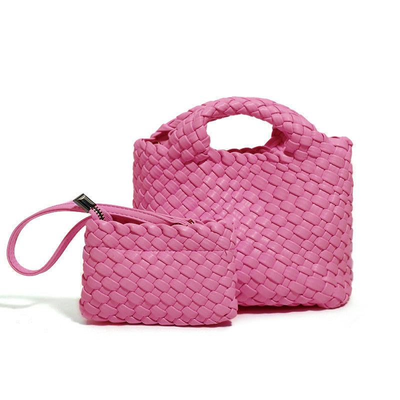 SEALBEER Vegetable basket bag, woven bag, small mini bucket, one shoulder oblique span bag, exquisite and cute, high-end hand bag.