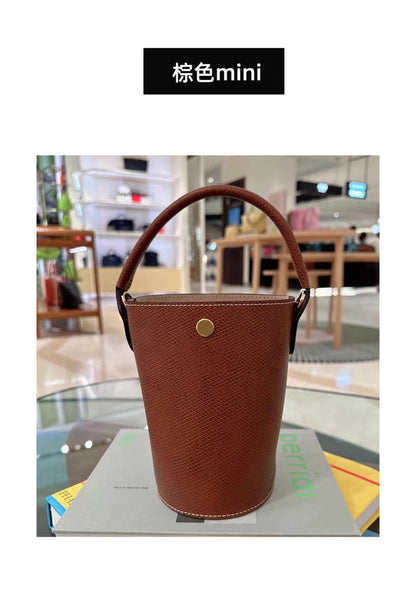 SEALBEER 2025 new Fa Cai mini bucket bag palm pattern cowhide fashion single shoulder oblique span portable casual leather women's bag