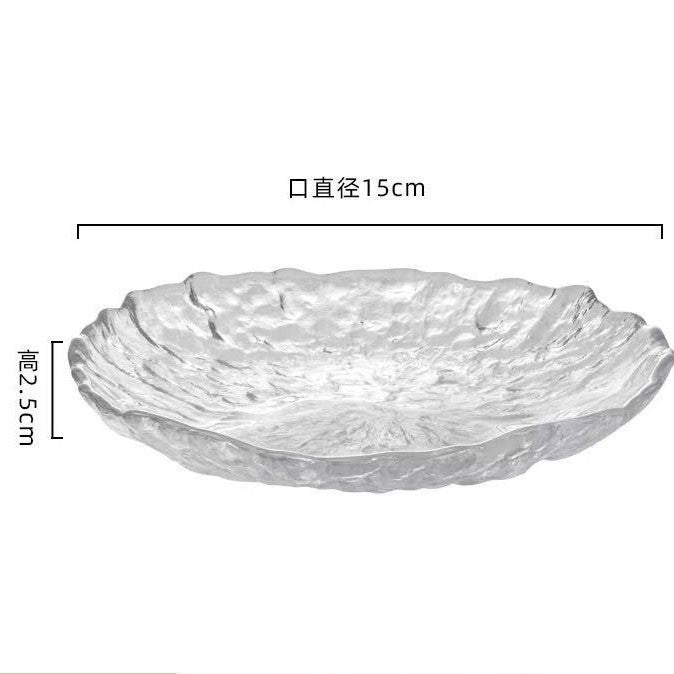 Glass dried fruit plate snacks placed in the front desk fruit plate household living room high value high-end candy light luxury plate transparent