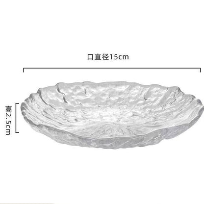 Glass dried fruit plate snacks placed in the front desk fruit plate household living room high value high-end candy light luxury plate transparent