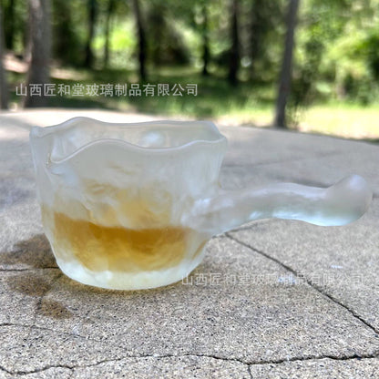 Frozen roasted fair cup glazed kung fu tea set glass teacup handle male cup master cup single cup tea cup wholesale