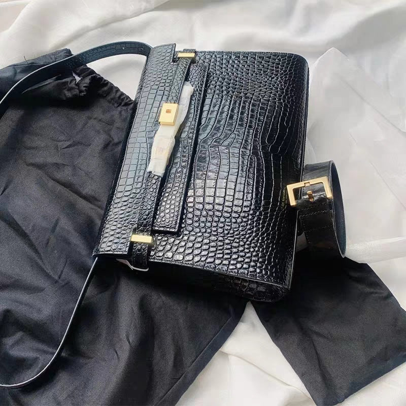 SEALBEER 2025 New Manhattan Tofu Bag Fashion Women's Bag One Shoulder Oblique Cross Portable Alligator Leather Lock Small Square Bag