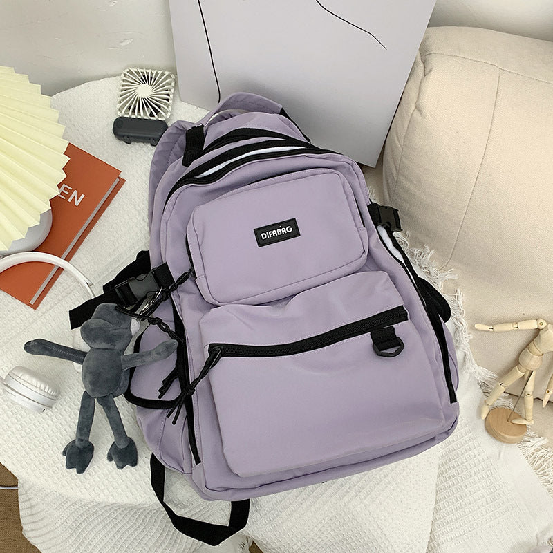 Dark Schoolbag Female Korean Style High School Student Backpack Fashion Brand Campus Ins Tooling Style Large Capacity Backpack Male