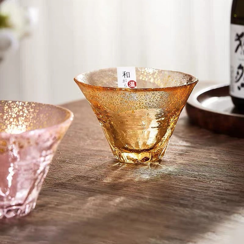 Mount Fuji Cherry Blossom Zhaofu Cup Gold Foil Glass Small Wine Glass High Value Japanese Tea Tea Cup Master Cup Gift