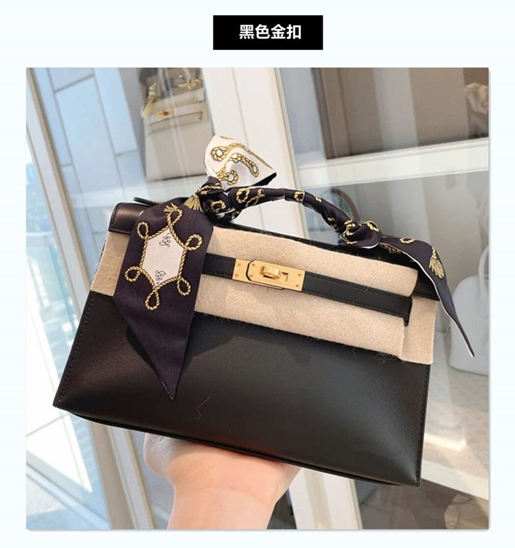 SEALBEER 2025 New Generation Kelly Bag Fashion One Shoulder Oblique Cross Hand Lock Casual Palm Pattern Trendy Leather Women's Bag