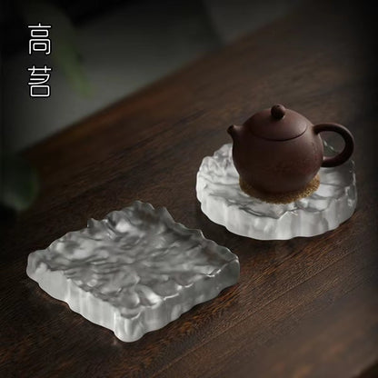 Simple glass pot cover plate Chinese kung fu tea set tea tray glazed dry brewing table exquisite Japanese food dim sum sushi plate