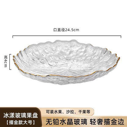 Glass dried fruit plate snacks placed in the front desk fruit plate household living room high value high-end candy light luxury plate transparent