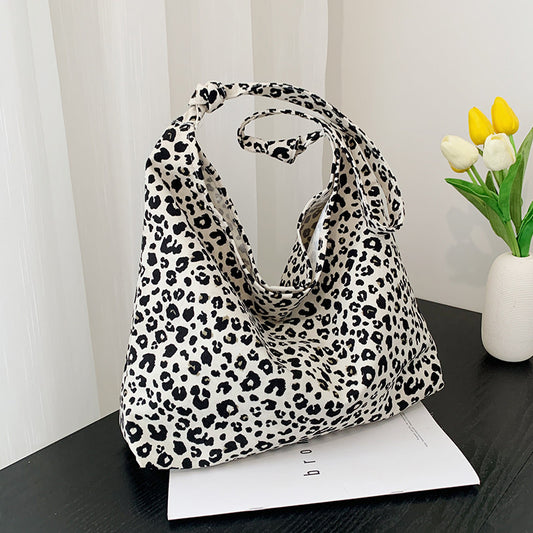 White Rabbit Leopard Print Little Bunny Ins Modern Cloth Bag Japanese Cloth Bag Simple Korean Women's Shoulder Messenger Bag Casual