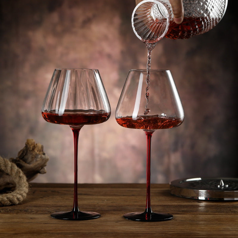 Crystal glass black bow tie red rod wine glass Burgundy high-end household tall wine glass champagne cup wholesale