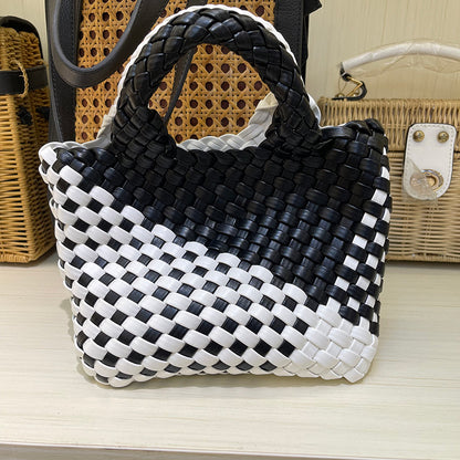 SEALBEER Vegetable basket bag, woven bag, small mini bucket, one shoulder oblique span bag, exquisite and cute, high-end hand bag.