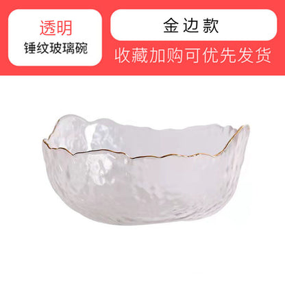 Japanese-style glacier glass salad bowl soup bowl set large fruit bowl household tableware wholesale high-value dessert bowl