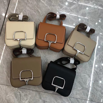 SEALBEER New butt bag 2025 leather women's bag fashion casual shoulder diagonal span palm pattern cowhide horseshoe buckle saddle bag