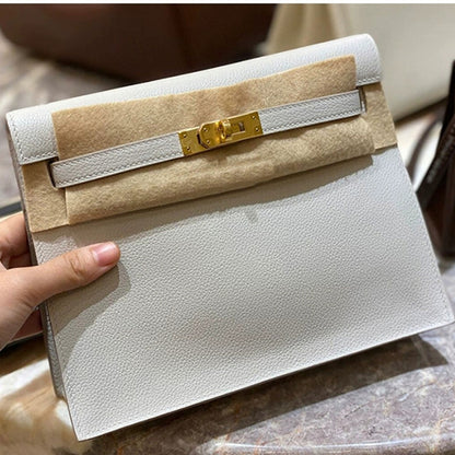 SEALBEER 2025 new dance bag fashionable single shoulder portable lock lychee pattern first layer cowhide small square bag casual Kelly bag