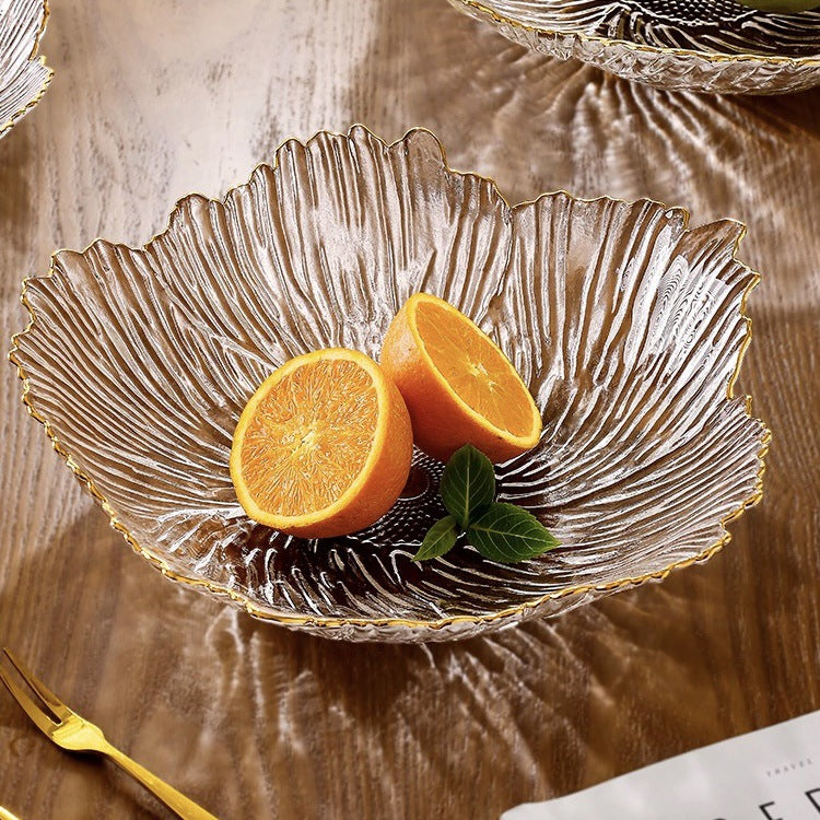 Phnom Penh light luxury glass plate creative fruit plate living room Japanese snack plate high value crystal  salad plate