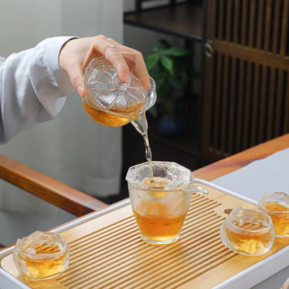 Japanese-style first snow glass tea set household kung fu teacup glazed fair cup frosted cover bowl master cup wholesale