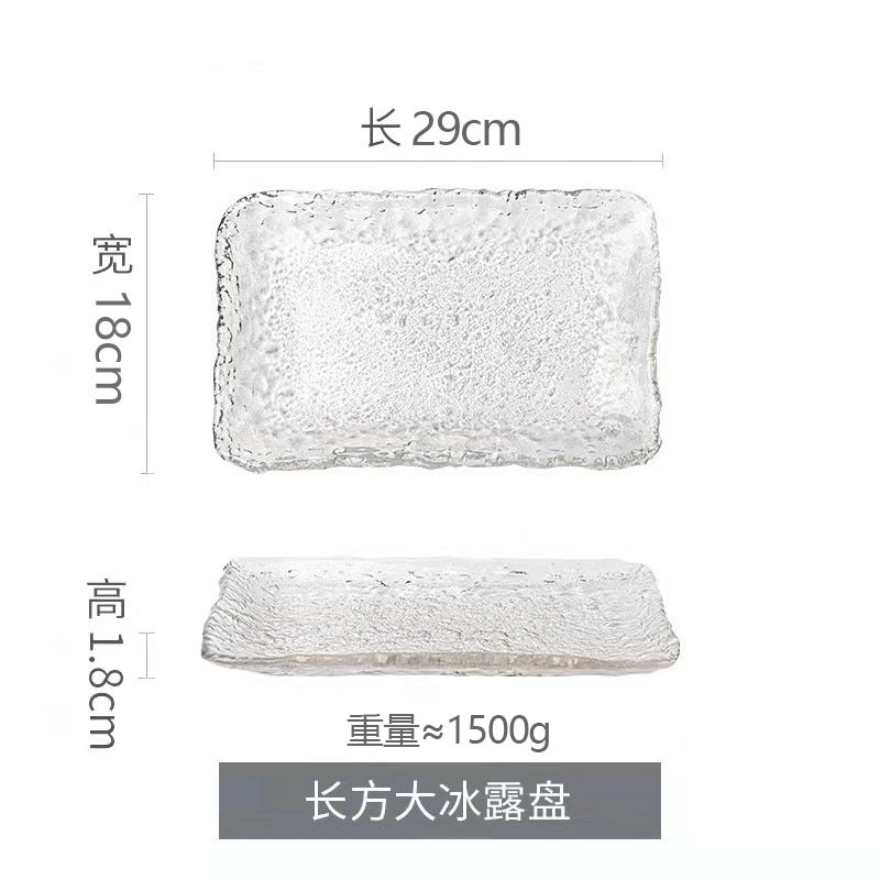 Japanese crystal glass plate high value tableware sushi dish rectangular tray dessert fruit plate wholesale