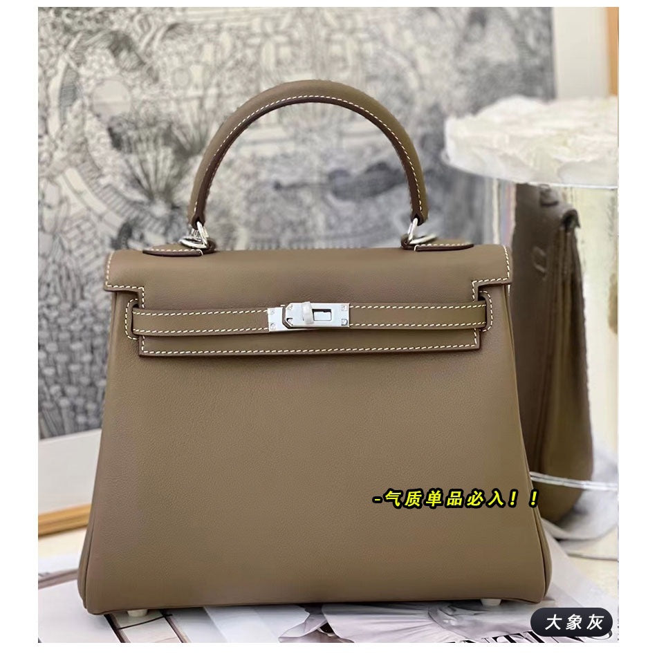 SEALBEER 2025 new second-generation Kelly bag sw leather first-layer cowhide lock fashionable single shoulder oblique span portable casual small square bag