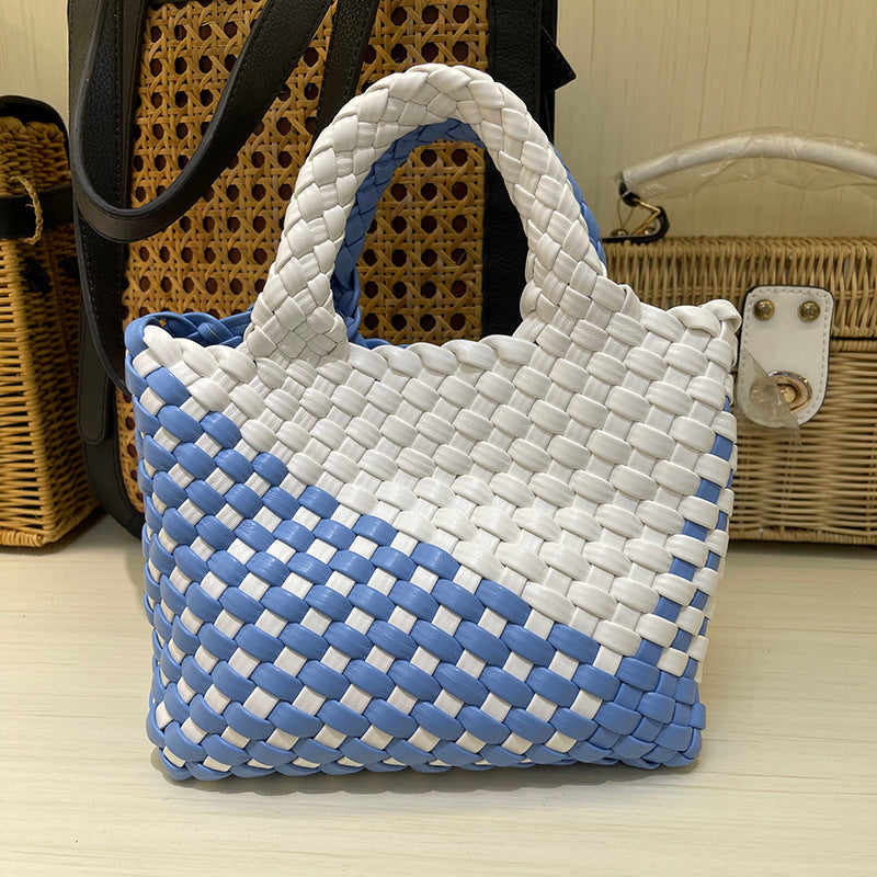 SEALBEER Vegetable basket bag, woven bag, small mini bucket, one shoulder oblique span bag, exquisite and cute, high-end hand bag.