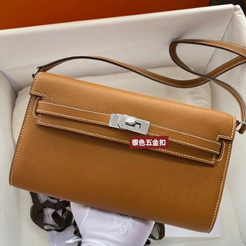 SEALBEER 2025 New Kelly Wallet Summer Fashion One Shoulder Oblique Span Hand Palm Pattern Cowhide Mini Lock Small Square Bag