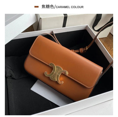 SEALBEER 2025 new underarm bag fashionable single shoulder oblique span portable cowhide lock Arc de Triomphe tofu bag casual small square bag