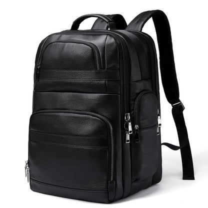 Men's Leather Backpack Large Capacity Travel Backpack Male Business Computer Bag USB Charging Backpack One Piece Dropshipping