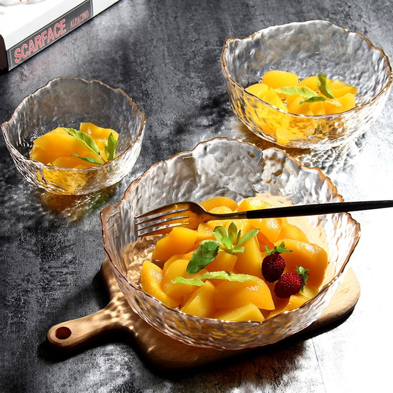 Japanese-style glacier glass salad bowl soup bowl set large fruit bowl household tableware wholesale high-value dessert bowl