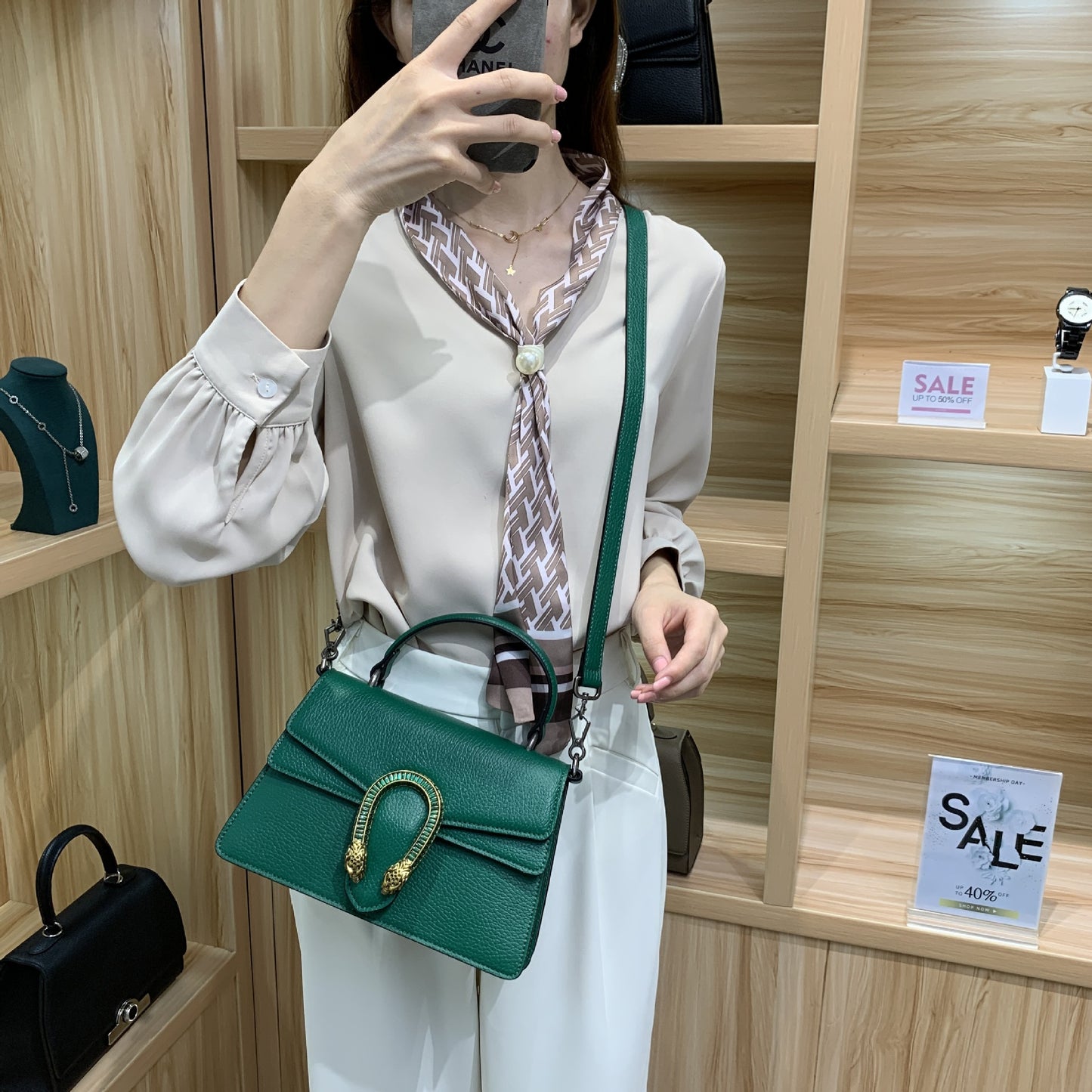 SEALBEER Light luxury bag women's new leather retro handbag high-end single shoulder messenger bag fashionable versatile Bacchus bag women